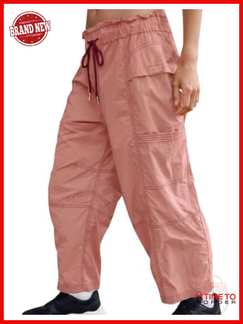 Mewunan Womens Hike Cargo Pants Baggy Parachute Pants